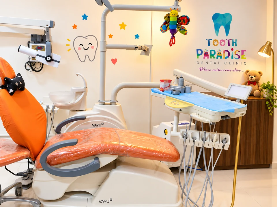 Dental chair, equipment and child-friendly details at Tooth Paradise