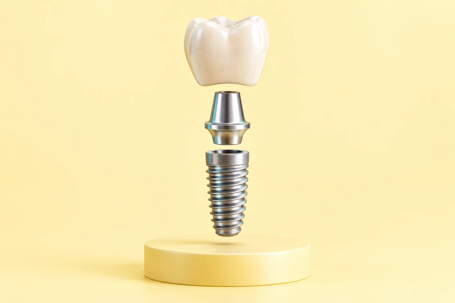 Illustration of dental implants using a dental model